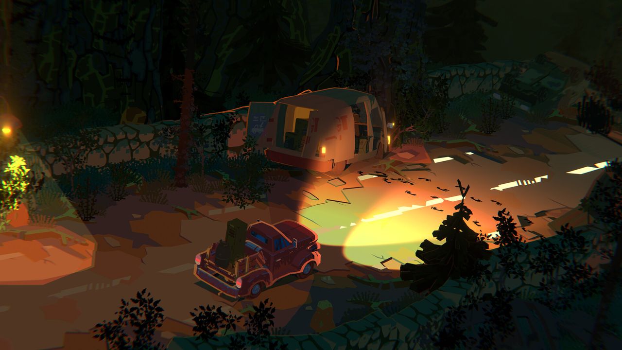 A loaded pickup on a country road at dusk — official Truckful key art
